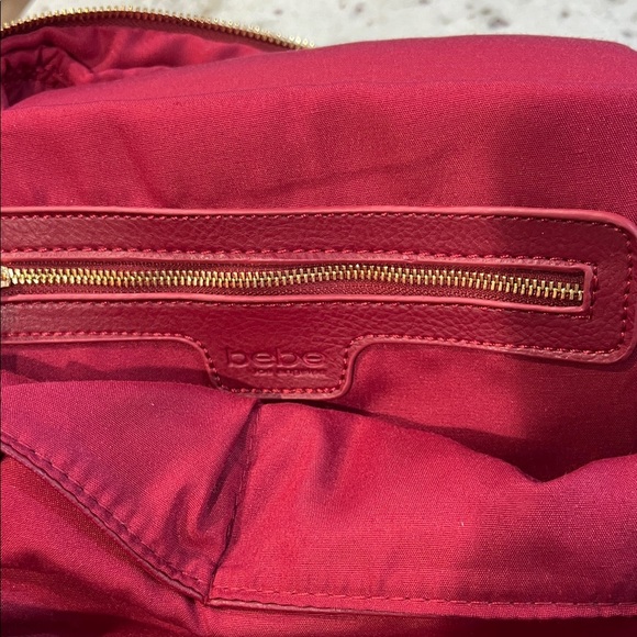 Bebe Red Quilted Velvet Backpack - Picture 7 of 13